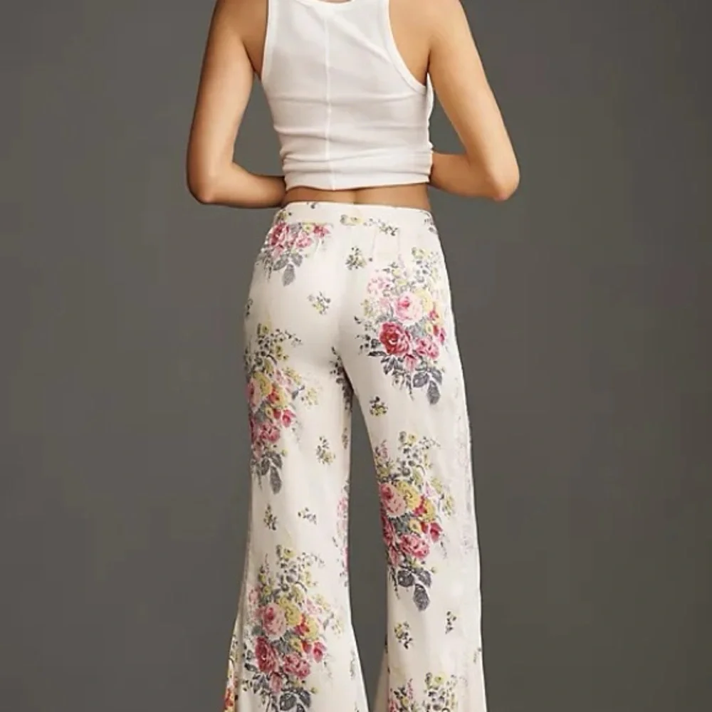 NWT By Anthropologie Floral Lace Silky Flare Pants Sz 6 - Picture 11 of 16